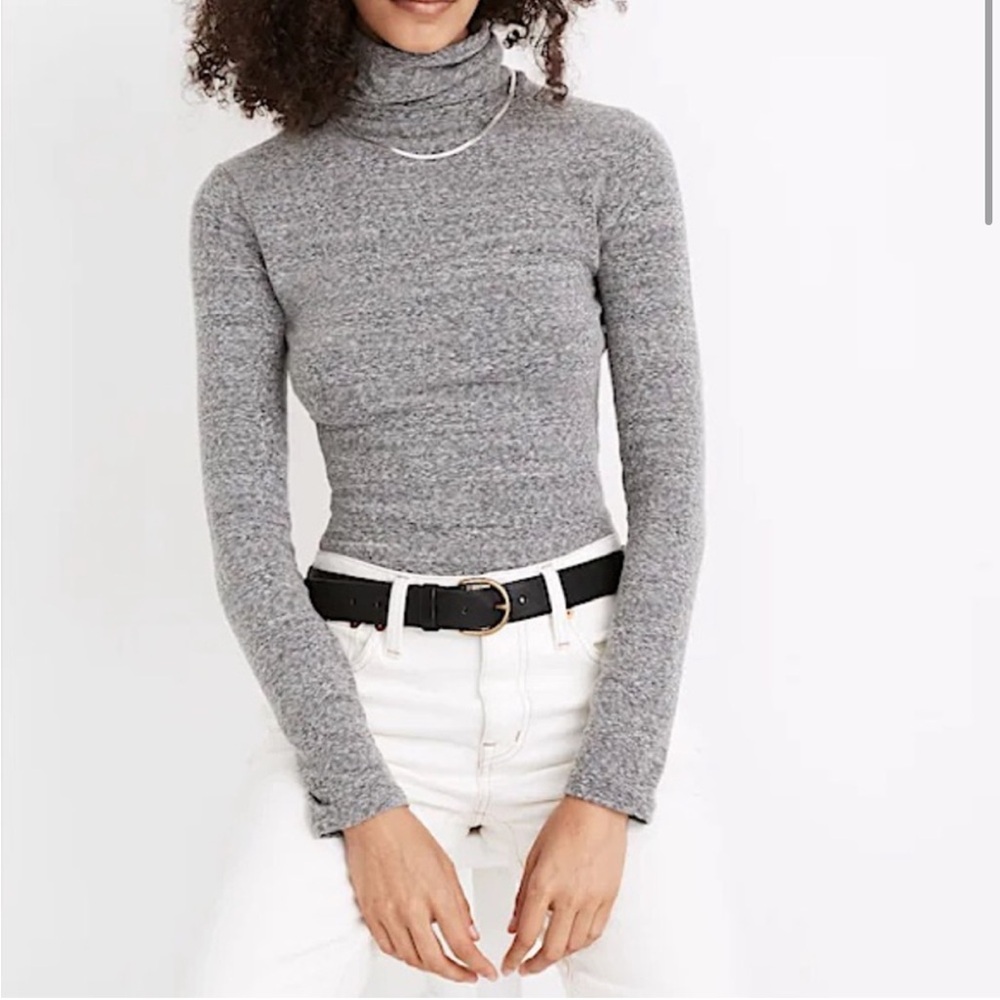 Madewell gray turtleneck body suit long sleeve large cotton blend minimalist